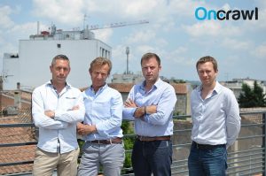 OnCrawl associates from left to right: Tanguy Moal (CTO), Lionel Kappelhoff-Lançon (VP Customer Success), François Goube (CEO) and Philippe David (VP Engineer)