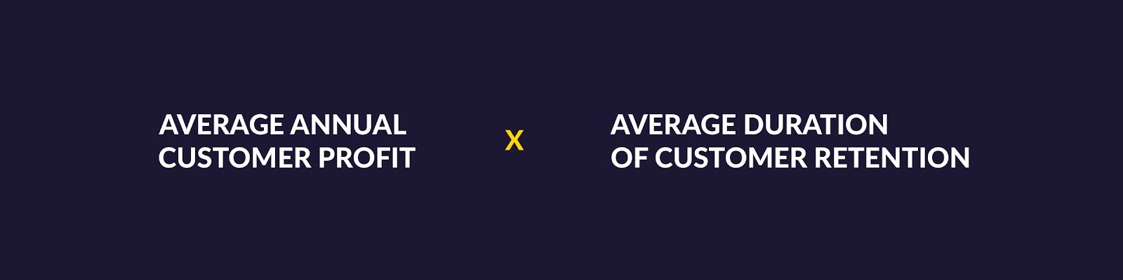 Average Annual Customer Profit x Average Duration of Customer Retention, via Exponea