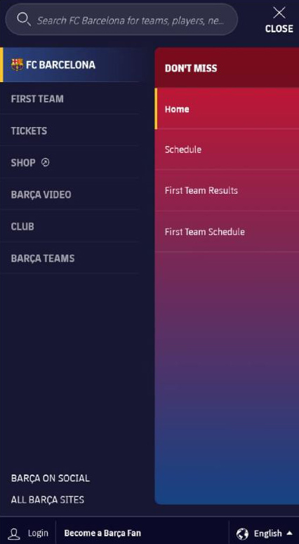 FCB Mobile Menu Tab